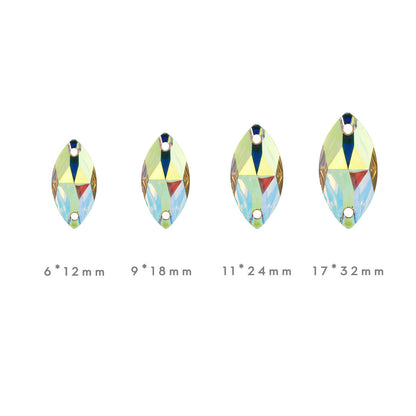 Navette, Crystal AB - Resin, Sew on Rhinestones