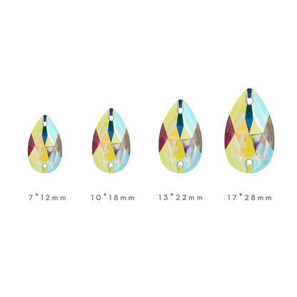 Teardrop, Crystal AB - Resin, Sew on Rhinestone