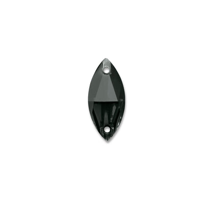 Navette, Jet Black - Resin, Sew on Rhinestones