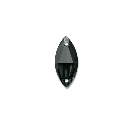 Terävä Soikea, Jet Black - Resin, Ommeltava Strassi