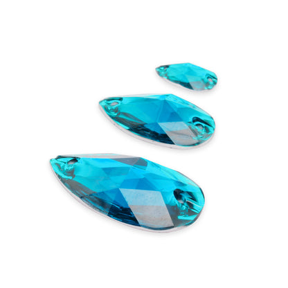 Teardrop, Green Zircon - Resin, Sew on Rhinestone