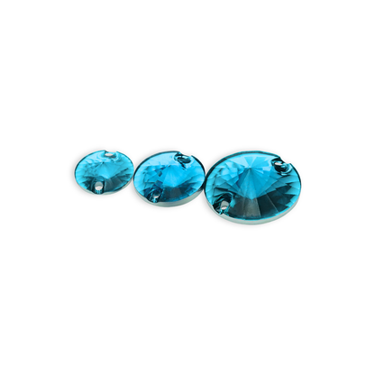 Rivoli Round, Blue Zircon - Resin, Sew on Rhinestones