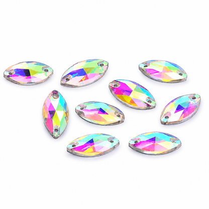 Navette, Crystal AB - Glass, Sew on Rhinestones