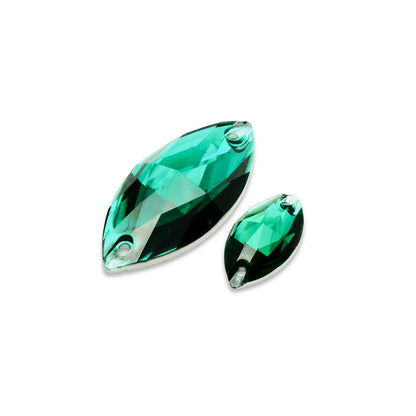 Terävä Soikea , Green Zircon - Resin, Ommeltava Strassi