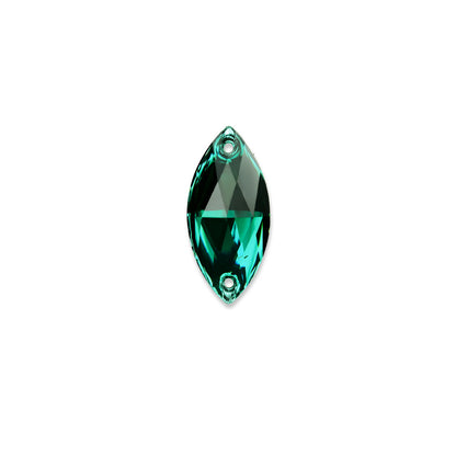 Terävä Soikea , Green Zircon - Resin, Ommeltava Strassi