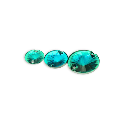 Rivoli Round, Green Zircon - Resin, Sew on Rhinestones