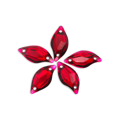 Leaf, Burgundy - Resin, Sew on Rhinestones