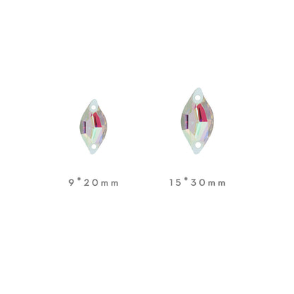 Leaf, Rose AB - Resin, Sew on Rhinestones