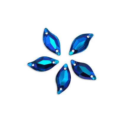 Leaf, Sapphire AB - Resin, Sew on Rhinestones