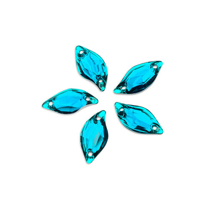 Leaf, Blue Zircon - Resin, Sew on Rhinestones