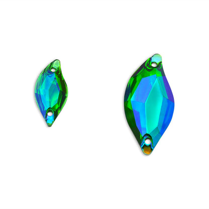 Leaf, Emerald AB - Resin, Sew on Rhinestones