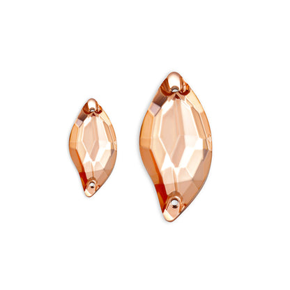 Leaf, Lt. Peach - Glass, Sew on Rhinestones