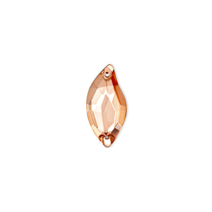 Leaf, Lt. Peach - Glass, Sew on Rhinestones