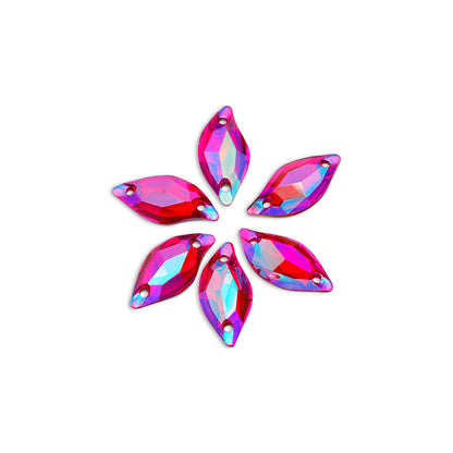 Leaf, Rose AB - Resin, Sew on Rhinestones