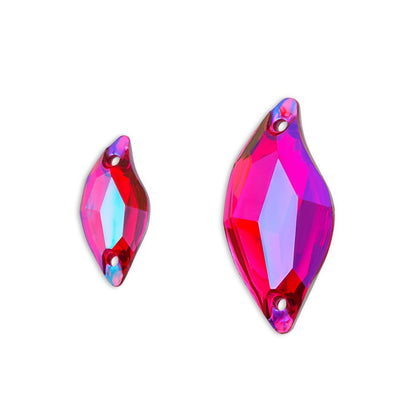 Leaf, Rose AB - Resin, Sew on Rhinestones
