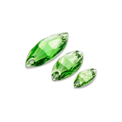 Navette, Lt. Peridot, Resin, Sew on Rhinestones