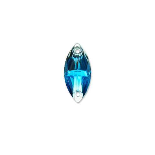 Terävä Soikea, Lt. Sapphire - Resin, Ommeltava Strassi