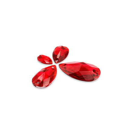 Teardrop, Lt. Siam - Resin, Sew on Rhinestone
