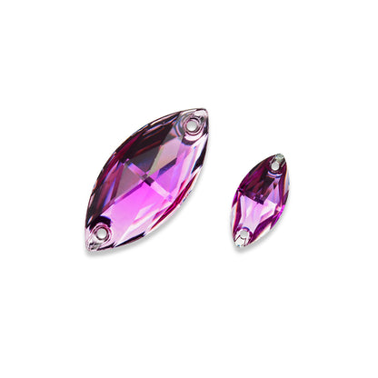 Navette, Med. Amethyst - Resin, Sew on Rhinestones