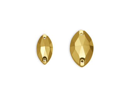 Navette, Aurum Gold - Glass, Sew on Rhinestones