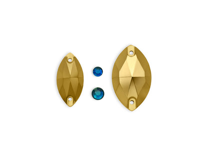 Navette, Aurum Gold - Glass, Sew on Rhinestones