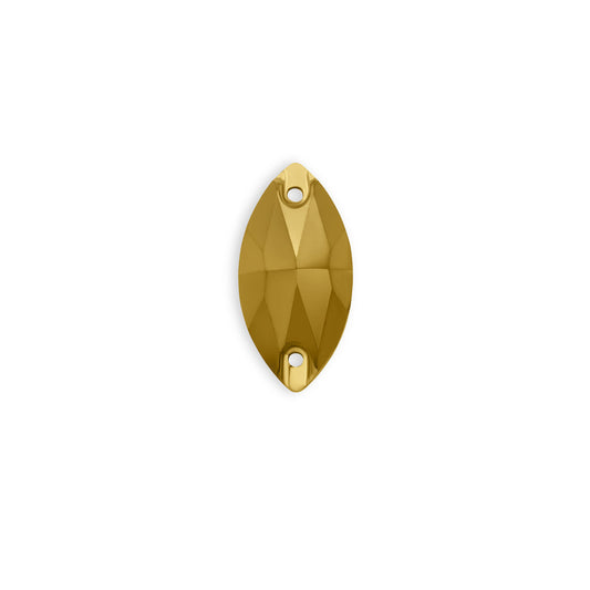 Terävä Soikea, Aurum Gold - Lasi, Ommeltava Strassi