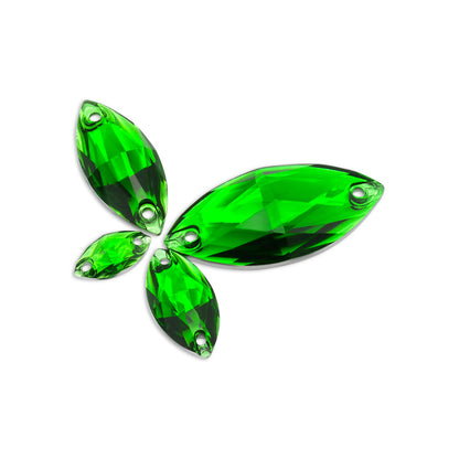 Navette, Emerald - Resin, Sew on Rhinestones
