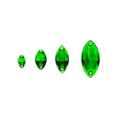 Navette, Emerald - Resin, Sew on Rhinestones