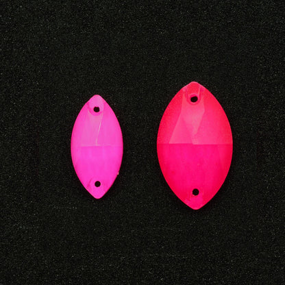 Terävä Soikea, Neon Pink - Resin, Ommeltava Strassi