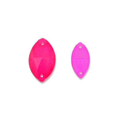 Terävä Soikea, Neon Pink - Resin, Ommeltava Strassi