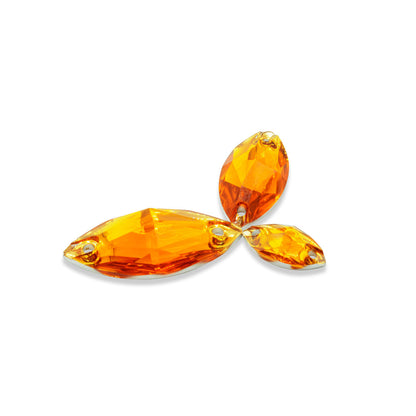 Navette, Orange - Resin, Sew on Rhinestones