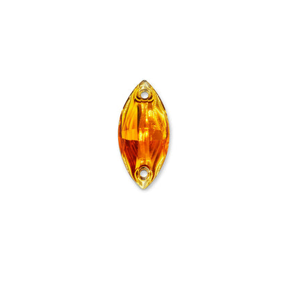 Navette, Orange - Resin, Sew on Rhinestones