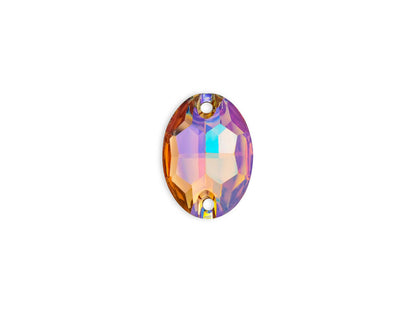Oval, Peach AB - Resin, Sew on Rhinestone