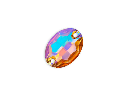 Oval, Peach AB - Resin, Sew on Rhinestone