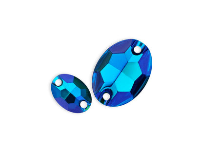Oval, Sapphire AB - Resin, Sew on Rhinestone