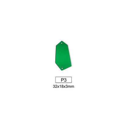 Mirror, Emerald, Shape P1 - P20, Acrylic, Sew on