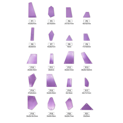 Mirror, Medium Amethyst, Shape P1-P20, Acrylic, Sew on