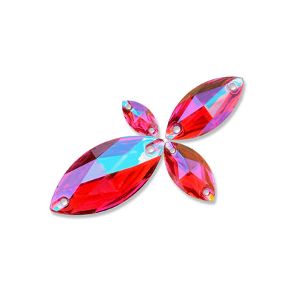Navette, Rose AB - Resin, Sew on Rhinestones