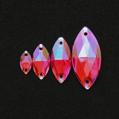 Navette, Rose AB - Resin, Sew on Rhinestones