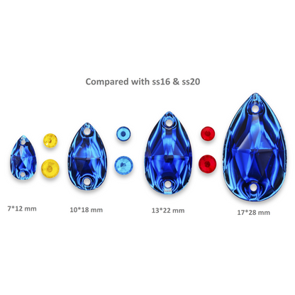Teardrop, Sapphire - Resin, Sew on Rhinestone