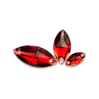 Navette, Siam - Resin, Sew on Rhinestones