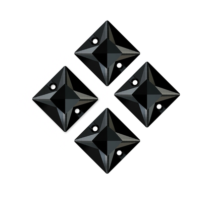 Square, Jet Black - Resin, Sew on Rhinestones