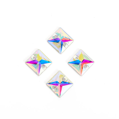 Square, Crystal AB - Resin, Sew on Rhinestones