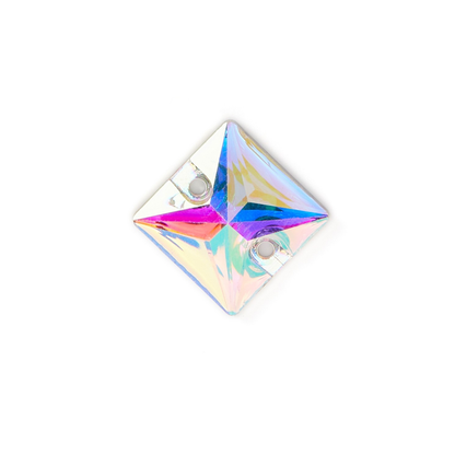Square, Crystal AB - Resin, Sew on Rhinestones