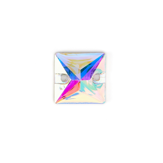 Square, Crystal AB - Resin, Sew on Rhinestones