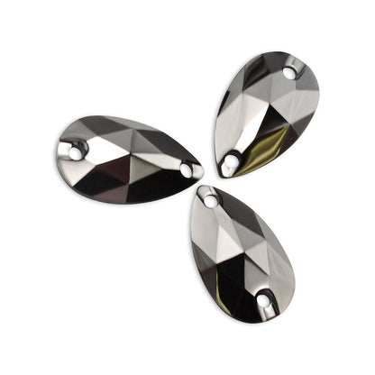 Teardrop, Jet Hematite - Resin, Sew on Rhinestones