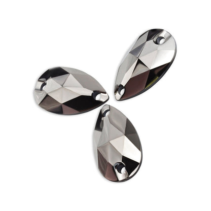 Teardrop, Jet Hematite - Resin, Sew on Rhinestones