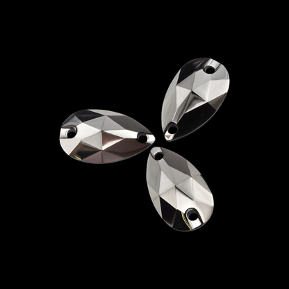 Teardrop, Jet Hematite - Resin, Sew on Rhinestones