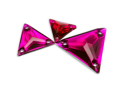 Triangle, Fuchsia - Resin, Sew on Rhinestone